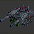 Heavy Battle Tank With Dual Cannons Metallic Armor Red Insignia And Reinforced Tracks