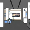 Modern Service Hall Interior With Service Counters Digital Screens And Waiting Area