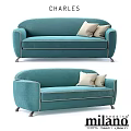 Teal Sofa Design With Beige Pillows Curved Shape And Metal Legs Modern Living Room Furniture
