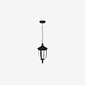 Outdoor Pendant Light with Hanging Chain Dark Metal Frame and Clear Glass Shade