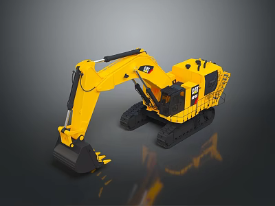 Yellow Excavator Construction Vehicle Equipped With Track And Hydraulic Arm 3d model