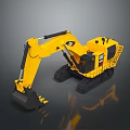 Yellow Excavator Construction Vehicle Equipped With Track And Hydraulic Arm 3d model