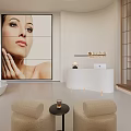Modern Minimalist Clubhouse Lobby With Floral Arrangement And Display Shelves