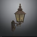 Copper Wall Lamp With Decorative Metal Bracket And Square Illuminated Lampshade