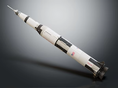 Realistic Detailed White Rocket Model With Multiple Stages Boosters And Sleek Design 3d model