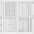Traditional And Modern Sliding Doors With Various Decorative Patterns And Frames 3d model