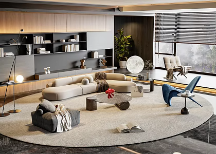 Minotti Miloti Sofa Coffee Table Combination 3d model