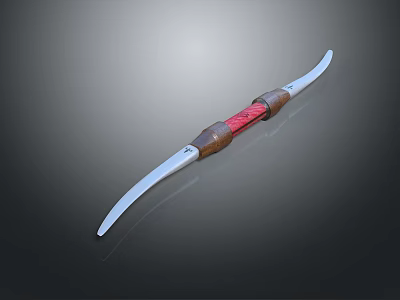 Handcrafted Traditional Bow With Wooden Grip Red Accents And Curved Design As Historical Weapon 3d model