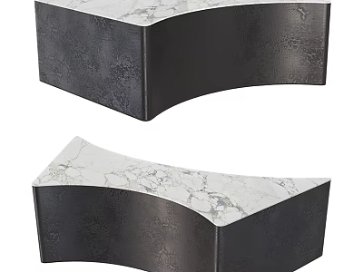 Modern Coffee Table With Smooth Curved Black Frame And White Marble Top 3d model