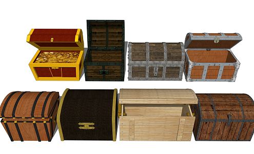 Modern Wooden Chest Treasure Chest 3d model