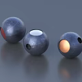 Military Weapon Balls With Three Different Textured Designs And Red White Orange Accents