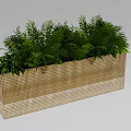 Lush Green Potted Plants in Rectangular Woven Planter with Dense Foliage 3d model