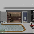 Modern Sauna Interior Design With Glass Door Wooden Benches And Ambient Lighting