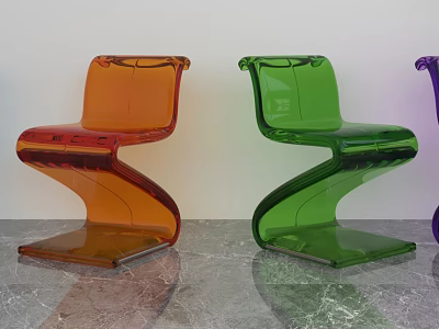 Modern Acrylic Single Chair Colorful Leisure Design Orange Green Purple 3d model