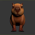 Orange Capybara Creature 3D Rendered as Adorable Cartoon Character with Red Ears Paws