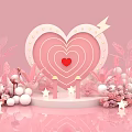 Pink Themed Interactive Area With Heart Shape Decorations Arrow Flamingo And Stars