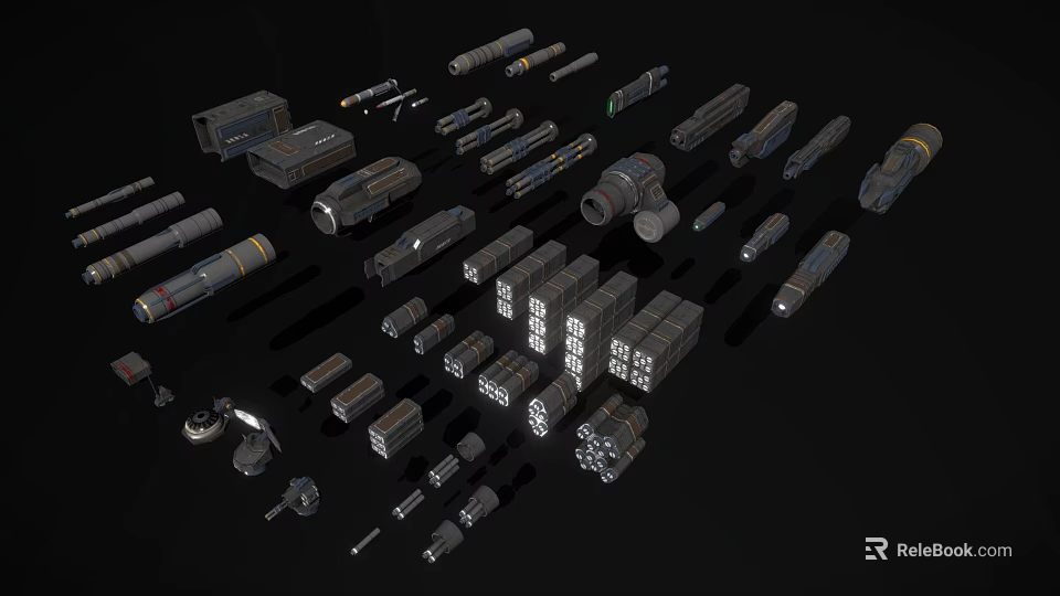 Sci-Fi Character Equipment With Various Mechanical Parts Cylindrical And Block Structures 3d model