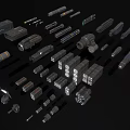 Sci-Fi Character Equipment With Various Mechanical Parts Cylindrical And Block Structures 3d model