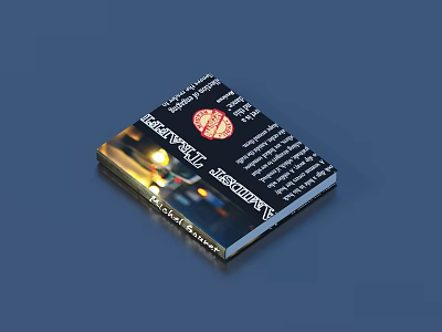 Book Magazine With Black Cover White Text Red Circular Logo And City Night Scene 3d model