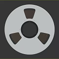 Silver Metal Film Reel With Modern Design Brown Accents And Central Hole