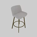 White Upholstered Bar Stool With Golden Metal Frame And Footrest