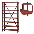Modern Metal Frame Shelving Unit With Wooden Shelves And Multi Tier Design