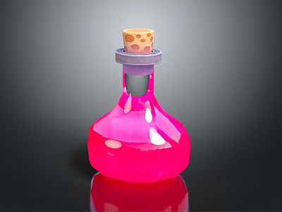 Pink Glossy Decorative Bottle With Cork Stopper For Household Daily Use 3d model
