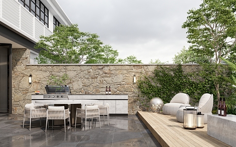 Modern Garden Roof Garden Courtyard View 3d model