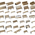 Various Outdoor Landscape Seats With Different Designs And Wooden Metal Frames