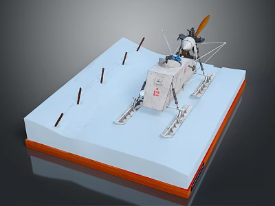 Detailed Motorcycle Model Displayed On White Platform With Orange Edge 3d model