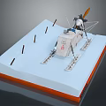 Detailed Motorcycle Model Displayed On White Platform With Orange Edge