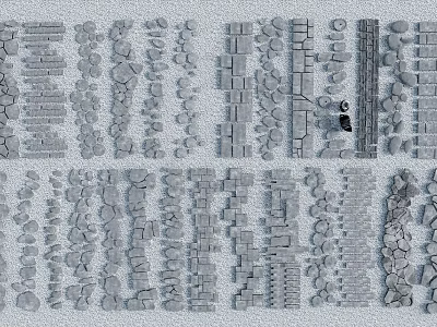 Various Stone Garden Paving Designs With Slabs Pebbles And Decorative Patterns For Landscaping 3d model