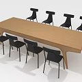 Modern Wooden Dining Table With Eight Black Chairs For Contemporary Dining Room