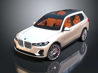 White BMW SUV With Black Roof And Orange Interior Silver Alloy Wheels 3d model
