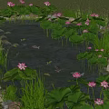 New Chinese Landscape Pool Lotus Pool View Carp Pool Waterscape Lotus Koi Fish Pool 3d model