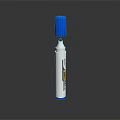 Sleek White Pen With Blue Cap And Smooth Design On Dark Background 3d model