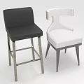 Modern Black and White Upholstered Bar Stools with Stylish Metal Legs Design