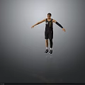 Basketball Player in Black Jersey with Number 22 Standing with Arms Outstretched Against Gray Background