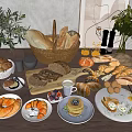 Modern Food Bread West Point Combo 3d model
