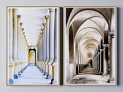 Vintage Colonnade And Arcade Art Prints For Wall Decor With Classic Columns 3d model