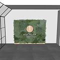 Lush Vertical Green Plant Wall With Round Decor And Various Greenery For Interior Design