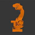 Orange Robot Arm As Industrial Role With Mechanical Joints And Stable Base Design 3d model