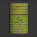 Rusty Green Drum With Biohazard Symbol Isolated On Dark Background For Hazardous Waste