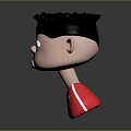 Cute Cartoon Child Figure With Black Curly Hair And Red Shirt