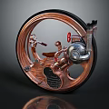 Vintage Copper Steampunk Mechanical Wheel With Intricate Parts Steering Wheel And Seat