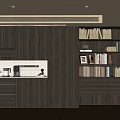 Modern Dark Wooden Sideboard Design With Storage Drawers Display Shelves And Built-in Lighting