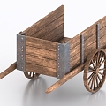 Ancient Carriage Plank Car Vintage Trolley Bullcart Plank Car 3d model