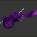 Cute Purple Hooded Cartoon Character With Flowing Scarf In Flying Pose