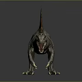 Spinosaurus Dinosaur Model With Sail Back Striped Body Open Mouth Gray Background Reflection