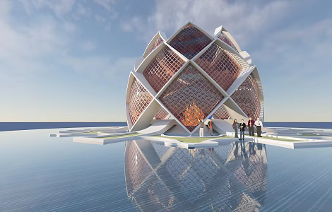 Modern Architecture Public Architecture Petal Architecture Lotus Architecture Special-shaped Architecture Curved Surface Architecture Holy Fire 3d model